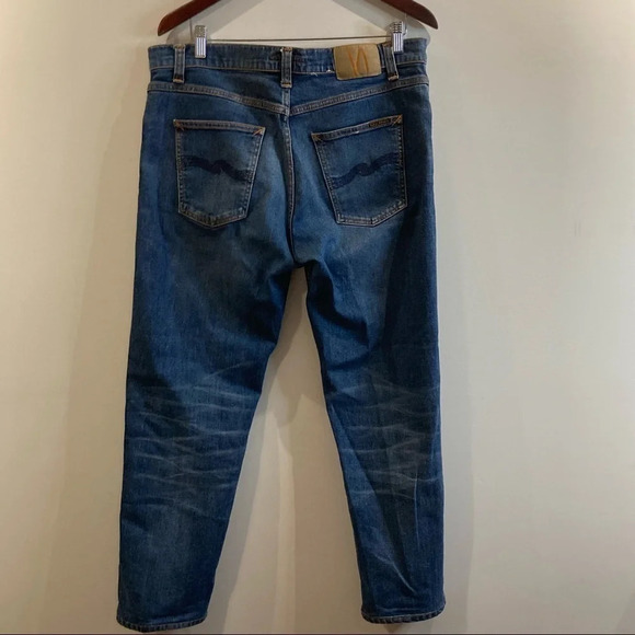 NUDIE Sz 33 Steady Eddy II Indigo Shades Colour Button Fly Organic Cotton Jeans - Picture 6 of 15